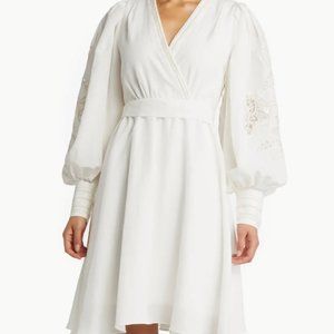 KOBI HALPERIN hazel embroidered balloon sleeve v-Neck dress XXL